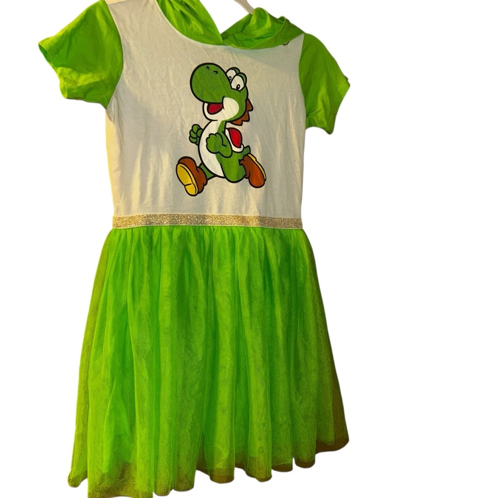 New Super Mario Girls Yoshi Tutu Hooded Dress Kids Size XL 14 costume